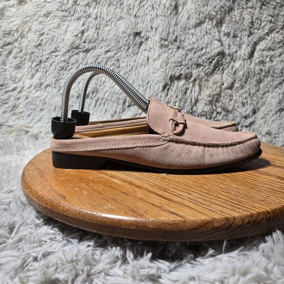 Cole Haan Womens Size 8B Pink Suede Mules Retro Slip On Tasseled Heeled Shoe - Picture 12 of 12
